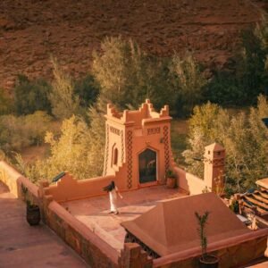 Peaceful rooftop views from a traditional kasbah on a 5 Days Tour from Marrakech to Fes.