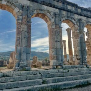 Ancient Roman ruins of Volubilis, a historic site on a 10 Days Tour from Casablanca.